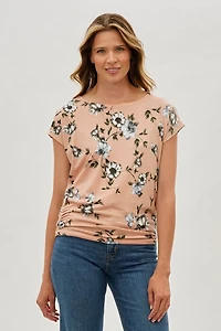 International INC Company Floral Ruched Side Blouse