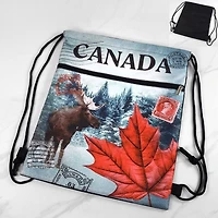 Canada Moose & Maple Drawstring Backpack
