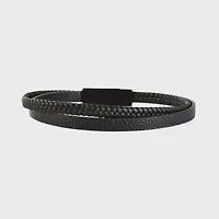Black Leather Bracelet, Natural Braided Leather