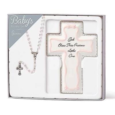 Pink Cross and Rosary Set