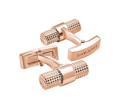 DAVIDOFF PARIS CUFFLINKS BRASS PLATED ROSE GOLD CLOUS DE PARIS BARREL ROSE GOLD