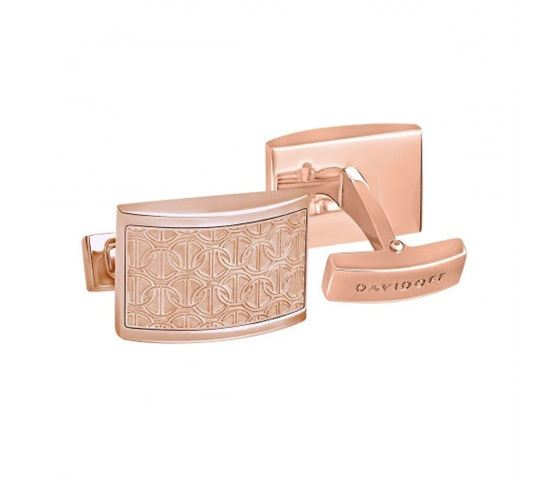 DAVIDOFF ZINO CUFFLINKS SOLID BRASS RHODIUM PLATED/ROSE GOLD PLATED METAL INSERT