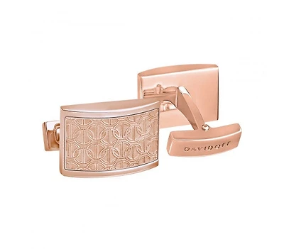 DAVIDOFF ZINO CUFFLINKS SOLID BRASS RHODIUM PLATED/ROSE GOLD PLATED METAL INSERT