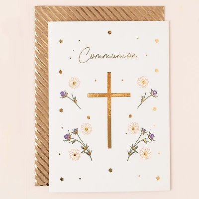 Gold Cross Communion Card