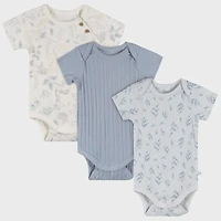 Blue Short Sleeve Bodysuits - 3pk (6-9 Months)
