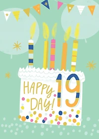 Nineteen Happy Day Birthday Card