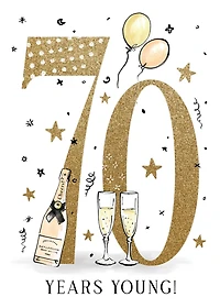 Seventy Years Young Birthday Card