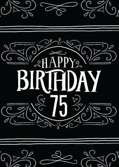 Chalkboard 75th Birthday Card