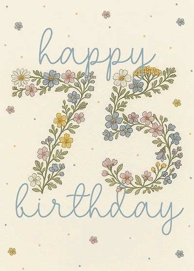 75 Floral Number Birthday Card