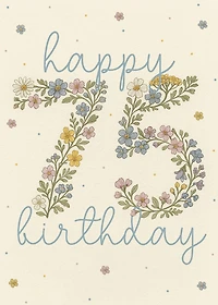 75 Floral Number Birthday Card