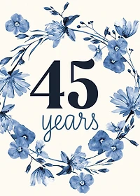 45 Years Birthday Card ith Blue Flowers