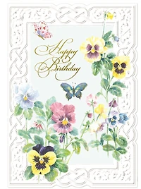 Butterflies & Pansies Birthday Card