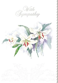 With Sympathy White Tiger Lilies Card