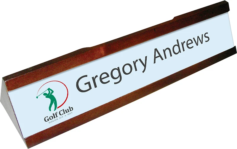 Customizable Mahogany Name Plate Holder W/Aluminum Insert