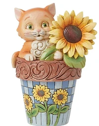 Cat in Flowerpot Figurine