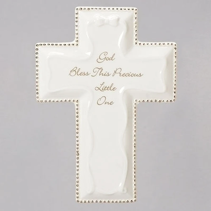 White God Bless Wall Cross 6"H