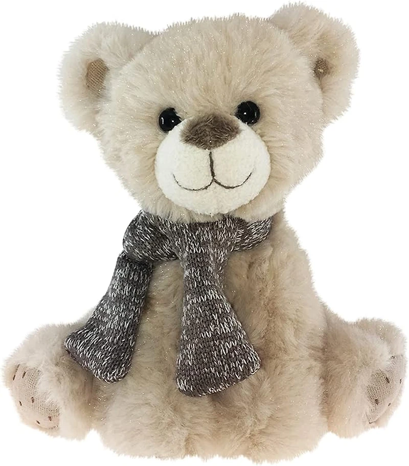 Sitting Tan Bear Grey Scarf