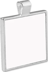 Customizable Bezel Pendant - Small Square, with Insert, Semi-Gloss