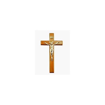 8" Wood Wall Crucifix With Silver Corpus