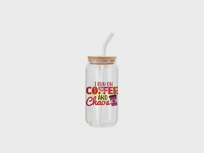 Customizable 18oz Glass with Bamboo Lid and Straw