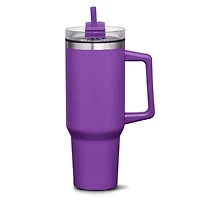 Benidorm Handle Travel Mug w/Straw - 40oz - Purple (Engraving Included)