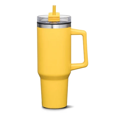 Benidorm Handle Travel Mug w/Straw - 40oz - Yellow (Engraving Included)