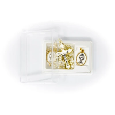 4mm Communion Rosary Set with 1" Gold Chalice Medal
