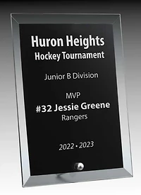 Glass Plaque Black with Pin, 7″ x 5″