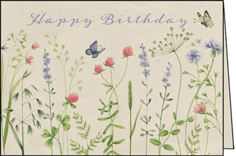 Happy Birthday with Flowers and Butterflies Card