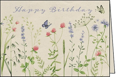 Happy Birthday with Flowers and Butterflies Card