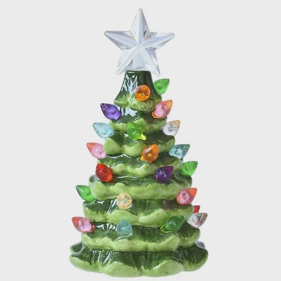 LED Light Up Green Christmas Tree Mini Shimmer, 4-inch Height