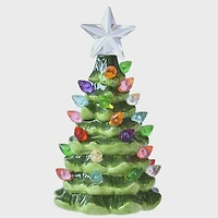 LED Light Up Green Christmas Tree Mini Shimmer, 4-inch Height