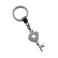 SILVER HEARTKEY SHAPE KEYCHAIN