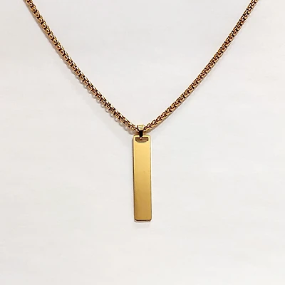 Gold Plated Rectangle Tag Necklace