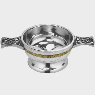 3.5 Inch Brass Celtic Band Pewter Quaich Bowl