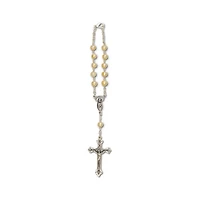 White Glass Pearl Auto Rosary