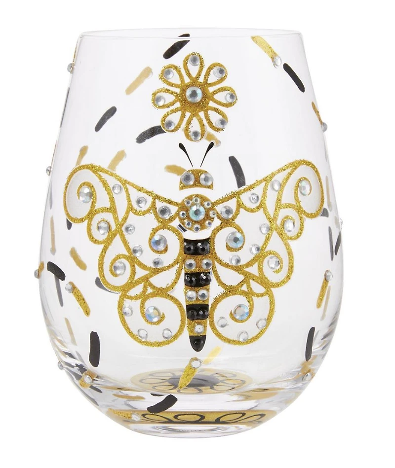 "Brilliant Butterfly" Stemless Wine Glass