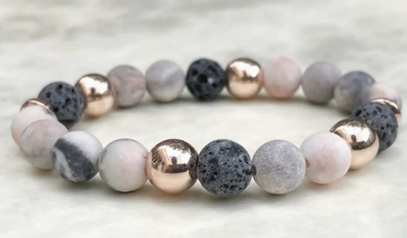 Pink Zebra Lava Stone Bracelet