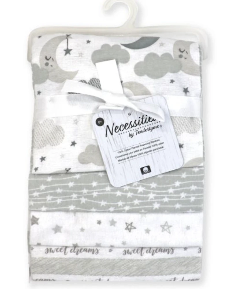 4 Pack Receiving Blanket – Grey Sweet Dreams