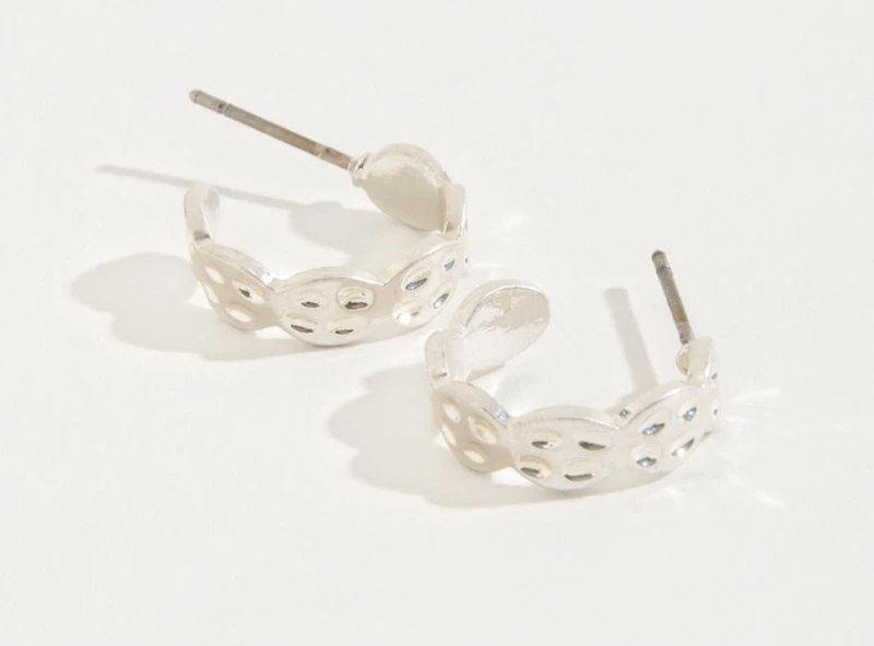 Earring Stud Hoop Silver