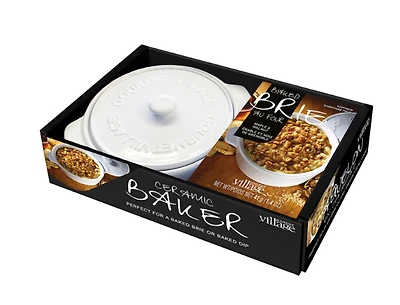 White Ceramic Baker gift set with Maple Walnut Brie topping
