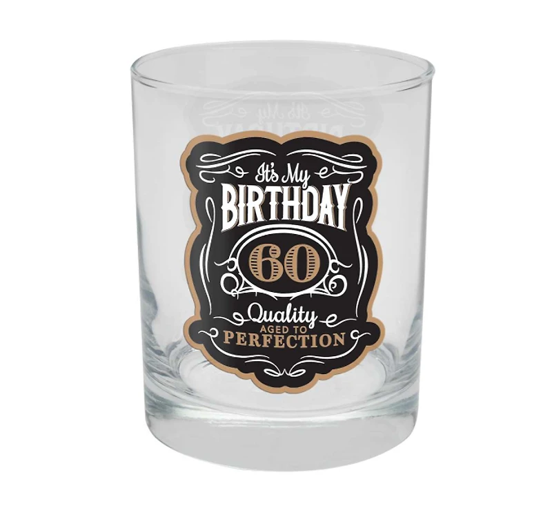 60th Birthday Rocks Glass