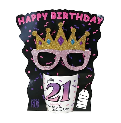 21 Birthday Mug with Glasses