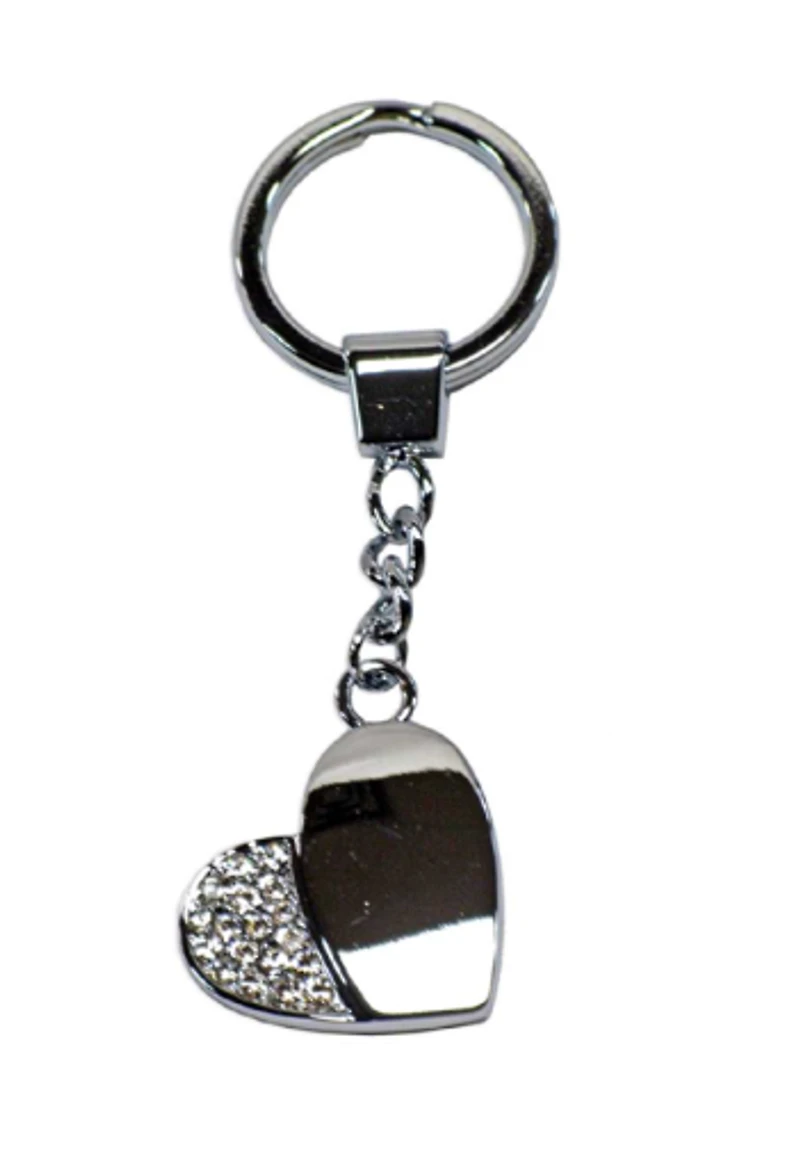 Silver  Heart Keychain with Crystals