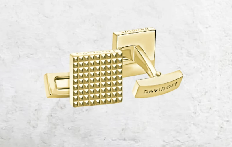 DAVIDOFF PARIS CUFFLINKS BRASS PLATED L. GOLD CLOUS DE PARIS SQUARE LIGHT GOLD