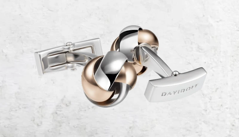 DAVIDOFF ESSENTIALS BRASS RHODIUM / RG PLATED - KNOT CUFFLINK