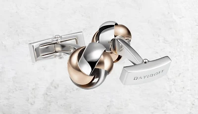 DAVIDOFF ESSENTIALS BRASS RHODIUM / RG PLATED - KNOT CUFFLINK