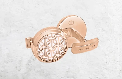 DAVIDOFF CUFFLINKS SOLID BRASS ROSE GOLD PLATED/IVORY COLOURED LACQUER