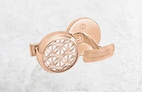 DAVIDOFF CUFFLINKS SOLID BRASS ROSE GOLD PLATED/IVORY COLOURED LACQUER