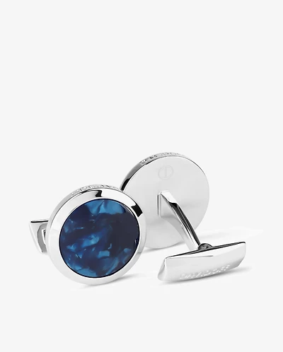 DAVIDOFF VENICE SB RP / BLUE CELLULOID INSERT W. SHADOW EFFECT - RND CUFFLINKS